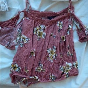 pink flower off the shoulder tank